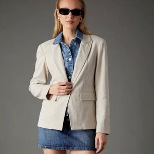 ✨ Blue Revival Helen Sand Herringbone Blazer w/ Removable Denim Insert NWT XS ✨
